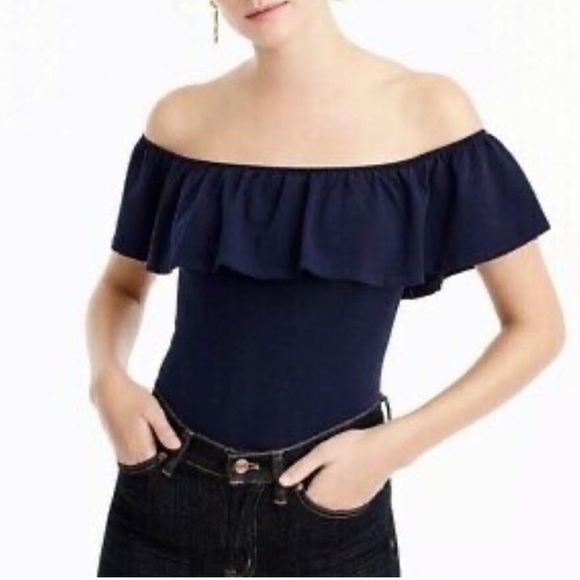 NWT J Crew Factory Off the Shoulder Ruffle Bodysuit - Picture 1 of 4